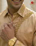 Aari Work Men's Shirt - Gold