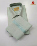 Men's Cotton Tissue Dhoti Set With- Aqua Blue Zari