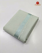 Men's Cotton Tissue Dhoti Set With- Aqua Blue Zari