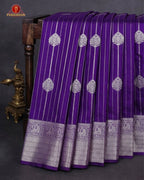 Vairaoosi Soft Silk Sarees With Contrast Pallus & "Silver Zari" Porder - Violet