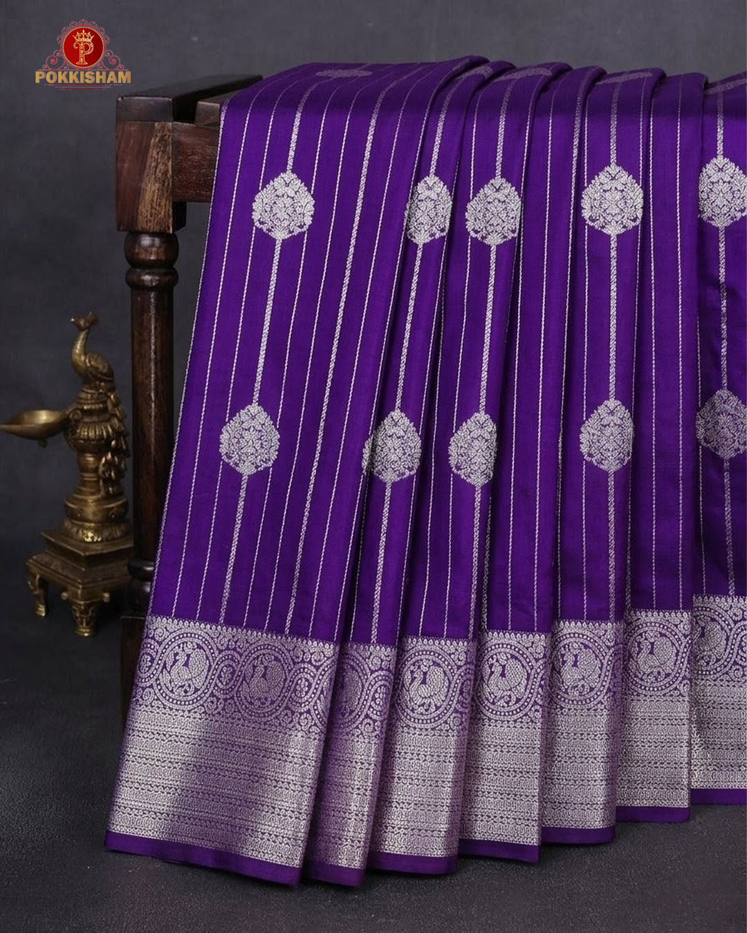 Vairaoosi Soft Silk Sarees With Contrast Pallus & "Silver Zari" Porder - Violet