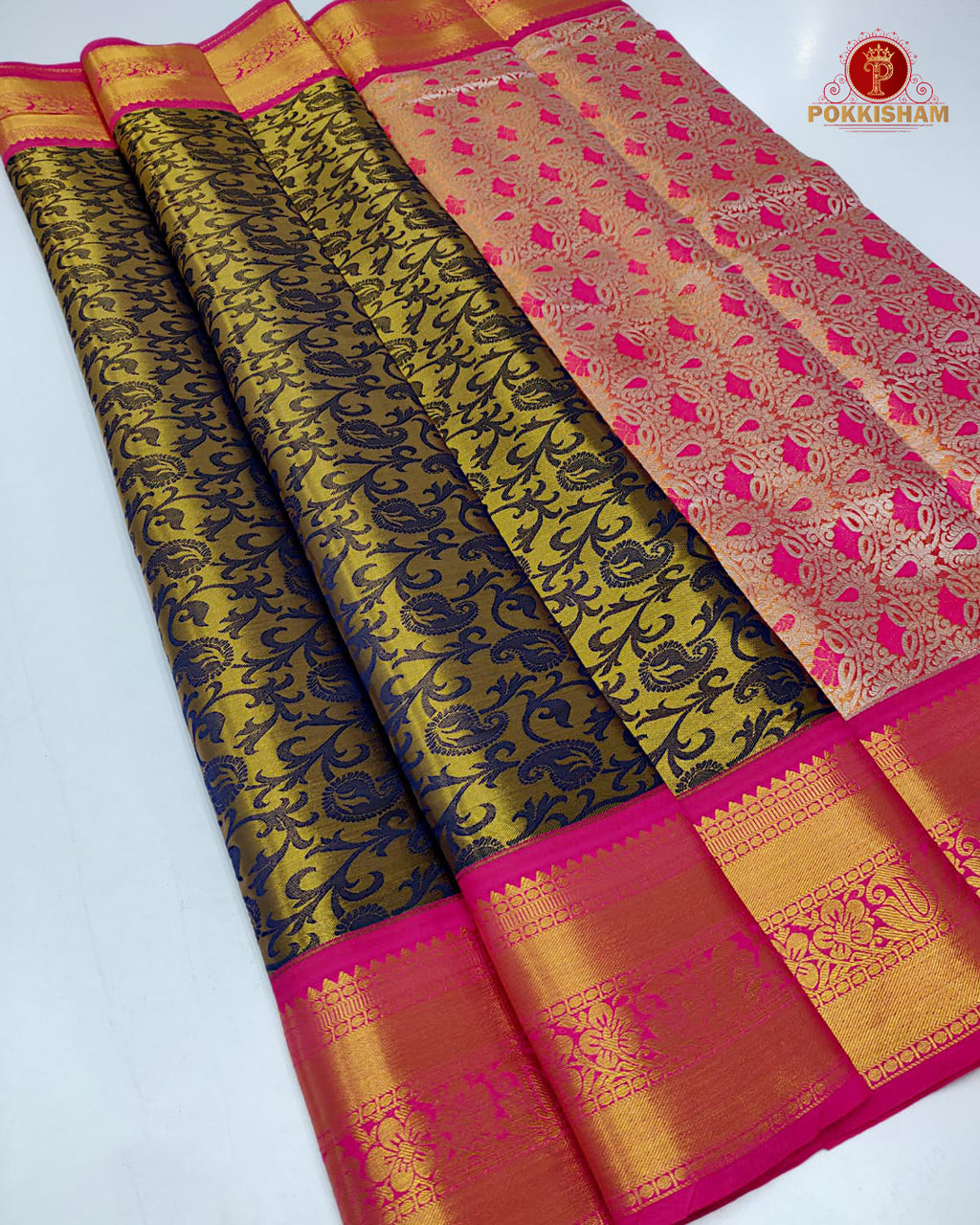 Kanchipuram Pure Silk Tissue Handloom Premium Saree - Black Colour