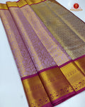 Kanchipuram Pure Silk Tissue Handloom Premium Saree - Violet  Colour