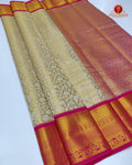 Kanchipuram Pure Silk Tissue Handloom Premium Saree - Biscut  Colour