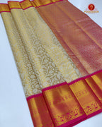 Kanchipuram Pure Silk Tissue Handloom Premium Saree - Biscut  Colour