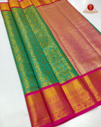 Kanchipuram Pure Silk Tissue Handloom Premium Saree - Lite Green Colour
