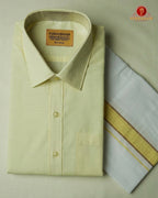 Premium Classic  Men's Cotton Shirt And Dhoti Set - Light Sandal