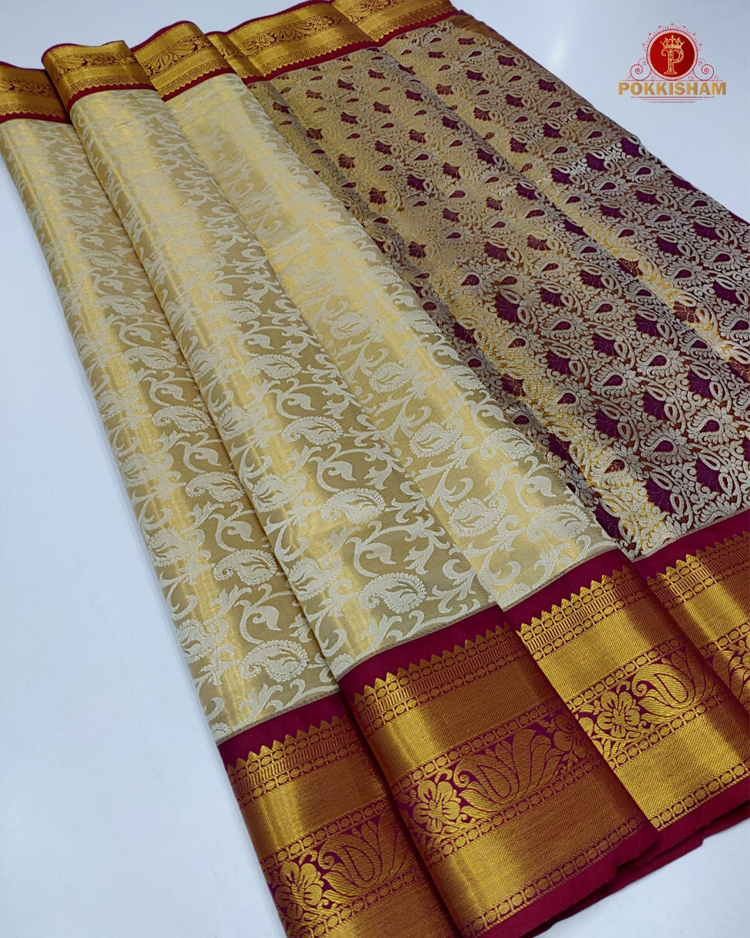 Kanchipuram Pure Silk Tissue Handloom Premium Saree - Sandal Colour
