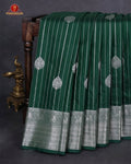 Vairaoosi Soft Silk Sarees With Contrast Pallus & "Silver Zari" Porder - Dark Green
