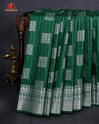 Vairaoosi Soft Silk Sarees With Contrast Pallus & "Silver Zari" Porder - Green