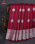 Vairaoosi Soft Silk Sarees With Contrast Pallus & "Silver Zari" Porder - Cherry  Red