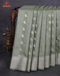 Vairaoosi Soft Silk Sarees With Contrast Pallus & "Silver Zari" Porder - Seal  Grey