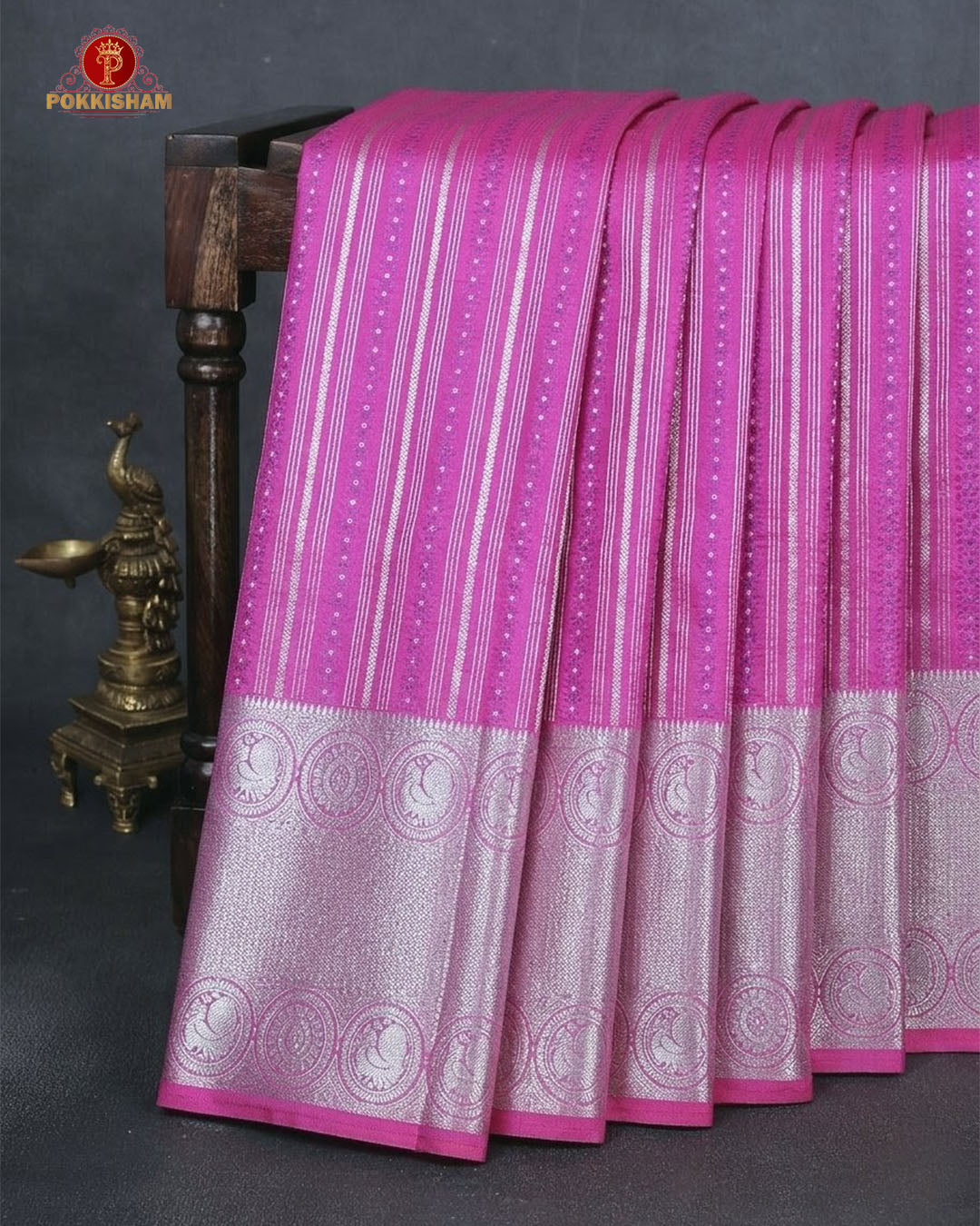 Vairaoosi Soft Silk Sarees With Contrast Pallus & "Silver Zari" Porder - Pink