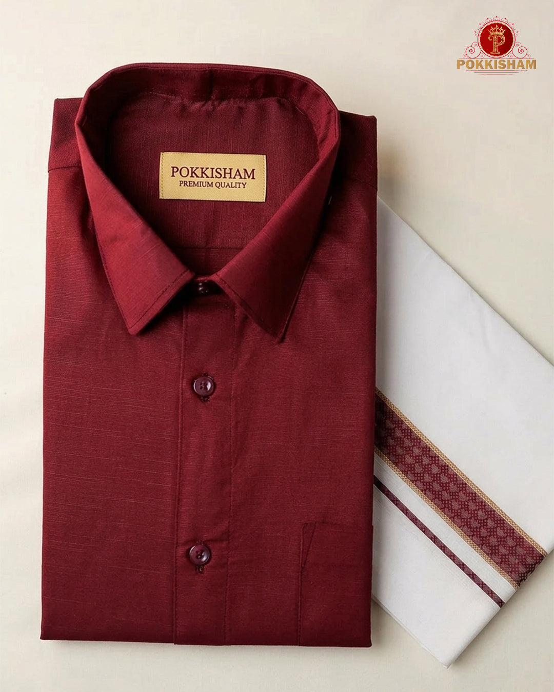Premium Classic  Men's Cotton Shirt And Dhoti Set - Maroon
