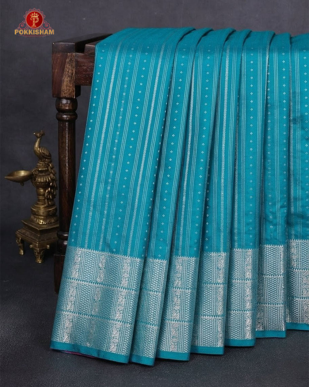 Vairaoosi Soft Silk Sarees With Contrast Pallus & "Silver Zari" Porder -  Blue