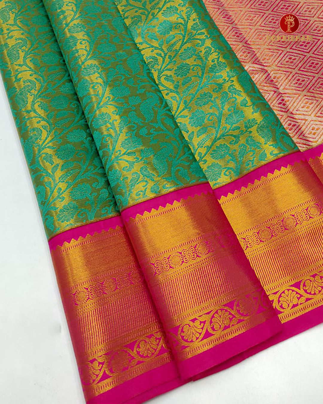 Kanchipuram Pure Silk Tissue Handloom Premium Saree - Lite Green Colour