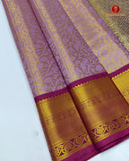 Kanchipuram Pure Silk Tissue Handloom Premium Saree - Violet  Colour