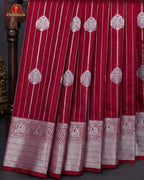 Vairaoosi Soft Silk Sarees With Contrast Pallus & "Silver Zari" Porder - Cherry  Red