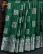 Vairaoosi Soft Silk Sarees With Contrast Pallus & "Silver Zari" Porder - Green