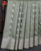 Vairaoosi Soft Silk Sarees With Contrast Pallus & "Silver Zari" Porder - Seal  Grey