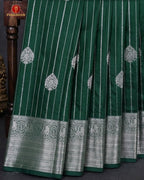 Vairaoosi Soft Silk Sarees With Contrast Pallus & "Silver Zari" Porder - Dark Green