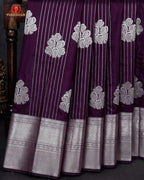 Vairaoosi Soft Silk Sarees With Contrast Pallus & "Silver Zari" Porder - Grape