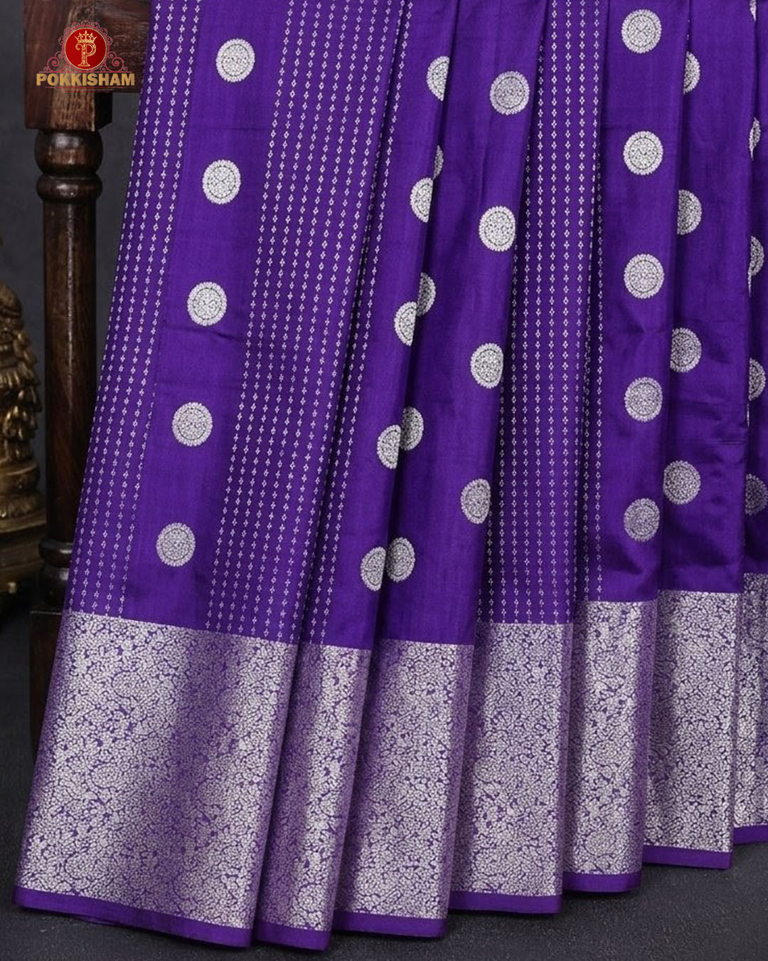 Vairaoosi Soft Silk Sarees With Contrast Pallus & "Silver Zari" Porder - Royal Purple