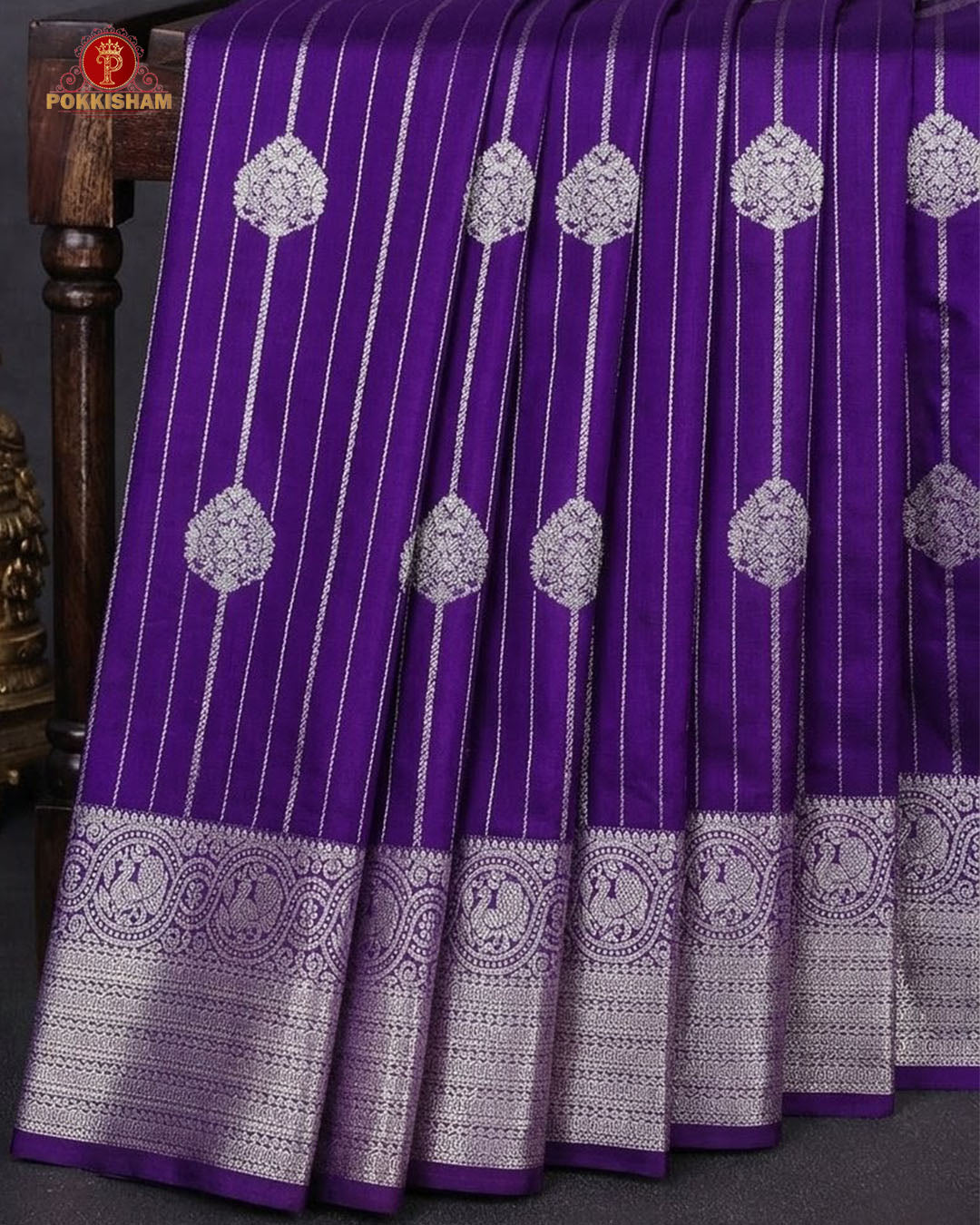 Vairaoosi Soft Silk Sarees With Contrast Pallus & "Silver Zari" Porder - Violet