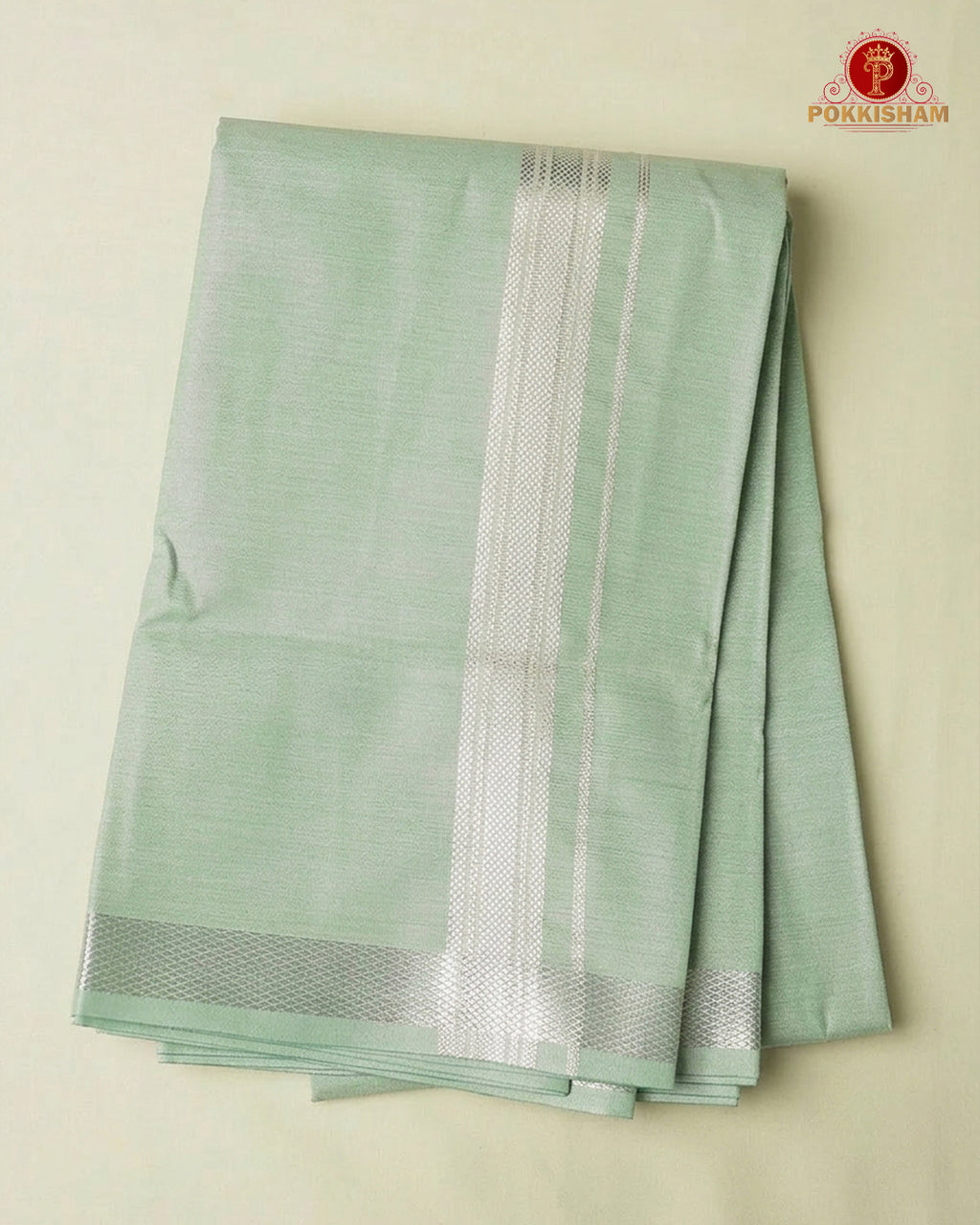 Classic Look Mens  Royal Tissue  shirt and Dhotis- Peach Green
