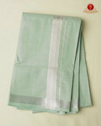 Classic Look Mens  Royal Tissue  shirt and Dhotis- Peach Green