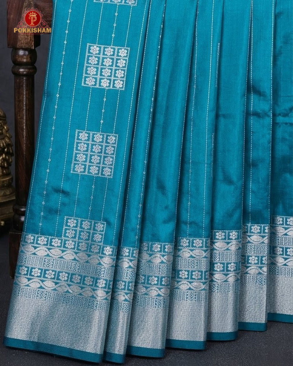 Vairaoosi Soft Silk Sarees With Contrast Pallus & "Silver Zari" Porder - Sky Blue