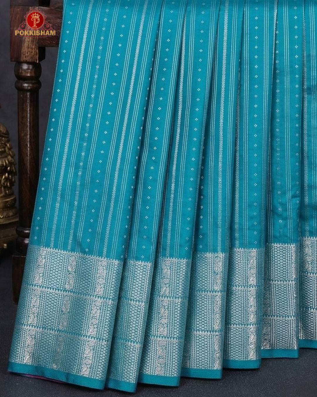 Vairaoosi Soft Silk Sarees With Contrast Pallus & "Silver Zari" Porder -  Blue