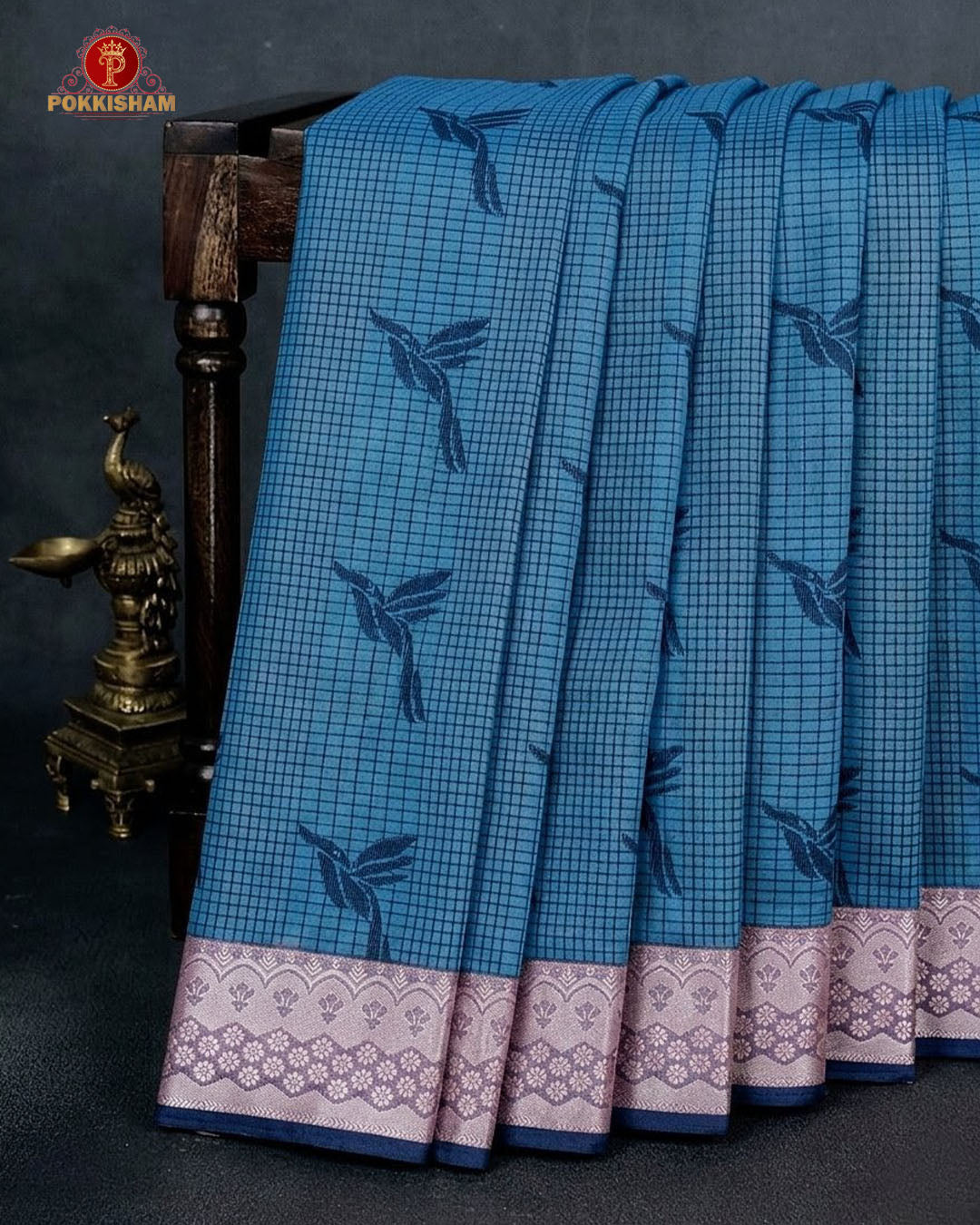 "The Professional 100% Cotton " or "Office & Daylong Comfort Sarees." - Ramar Blue Colour