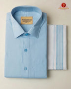 Premium Classic Men's Cotton Shirt And Dhoti Set -Sky Blue