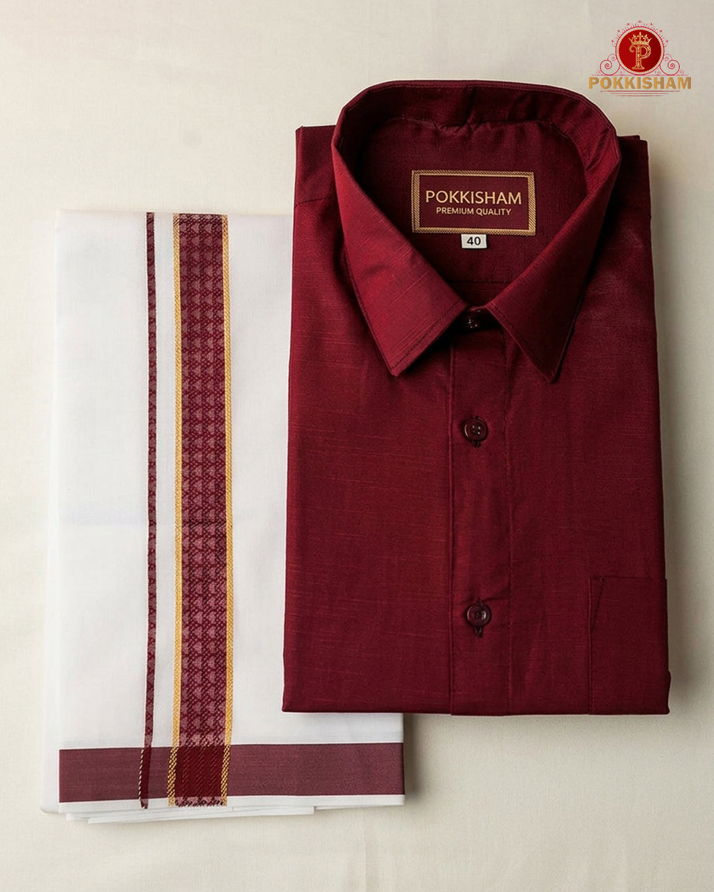 Premium Classic  Men's Cotton Shirt And Dhoti Set - Maroon