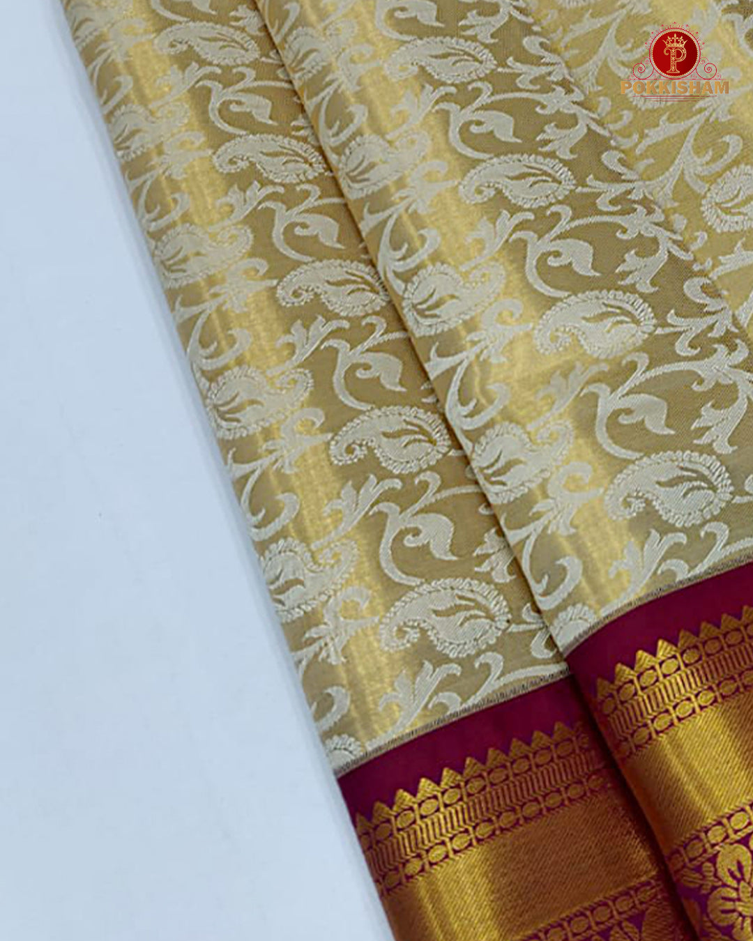 Kanchipuram Pure Silk Tissue Handloom Premium Saree - Sandal Colour