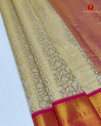 Kanchipuram Pure Silk Tissue Handloom Premium Saree - Biscut  Colour