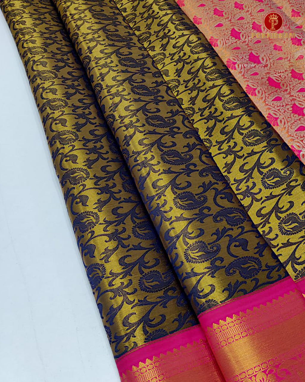 Kanchipuram Pure Silk Tissue Handloom Premium Saree - Black Colour