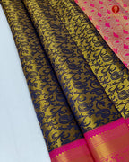 Kanchipuram Pure Silk Tissue Handloom Premium Saree - Black Colour