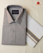 Premium Classic  Men's Cotton Shirt And Dhoti Set - Grey