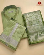 Premium Silk Couple Combo Set with Colour Zari - Green