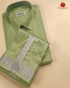 Premium Silk Couple Combo Set with Colour Zari - Green