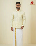 Premium Classic  Men's Cotton Shirt And Dhoti Set - Light Sandal