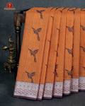 "The Professional 100% Cotton " or "Office & Daylong Comfort Sarees." -  Peach-Orange Colour