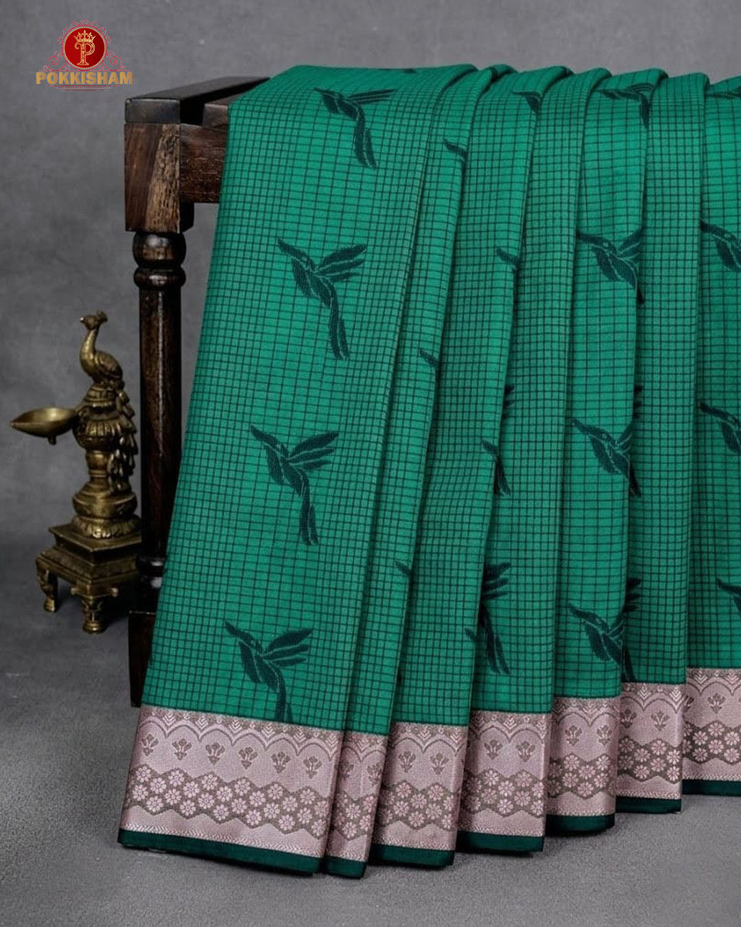 "The Professional 100% Cotton " or "Office & Daylong Comfort Sarees." -  Green Colour