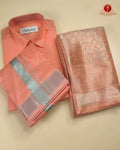 Premium Silk Couple Combo Set with Colour Zari - Pinkish Peach