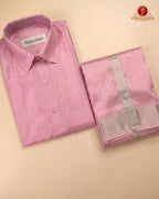 Premium Silk Couple Combo Set with Colour Zari - Pink Rose