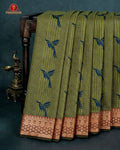 "The Professional 100% Cotton " or "Office & Daylong Comfort Sarees." - Olive Green Colour