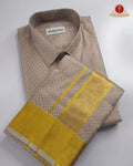 Laxury Wedding Embossed Men's Dhoti Set - Grey