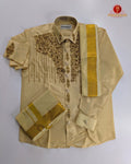 Luxury Aari Work Wedding Silk Dhoti Set - (HandCrafted)